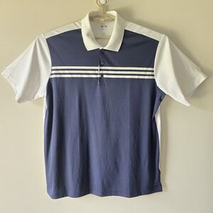 Adidas Golf Men's Blue White Stripe ClimaCool Performance Size XL, Athletic Golf